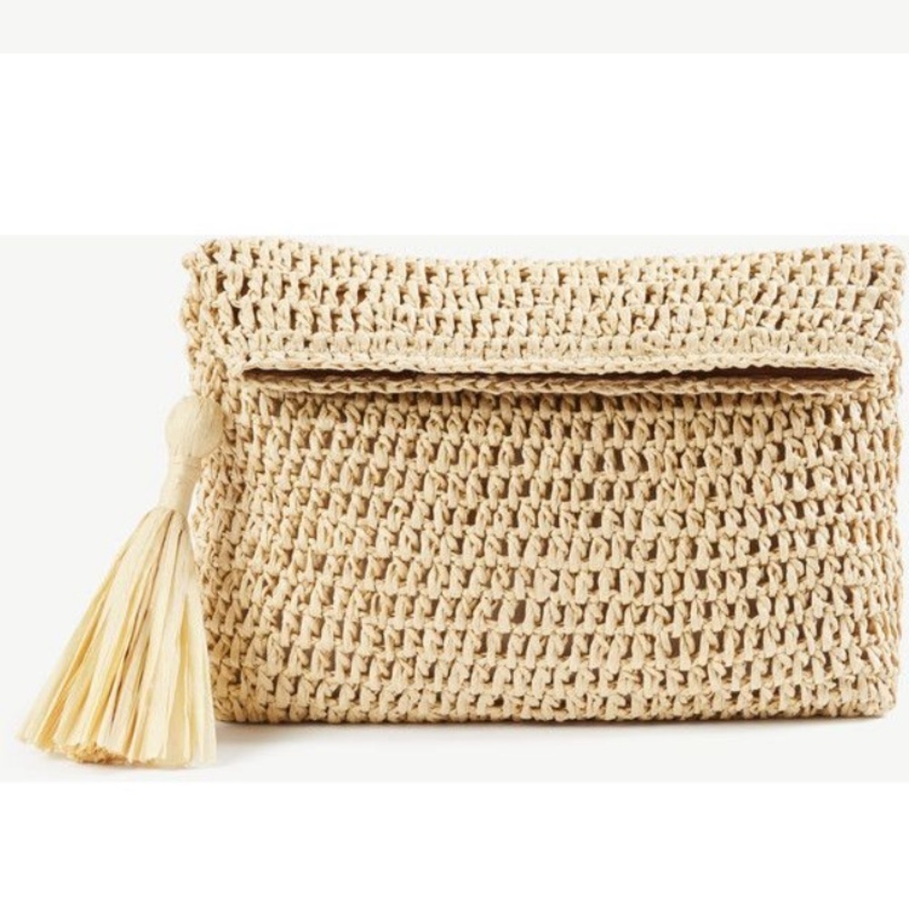 Ann Taylor Straw Fold-over Clutch